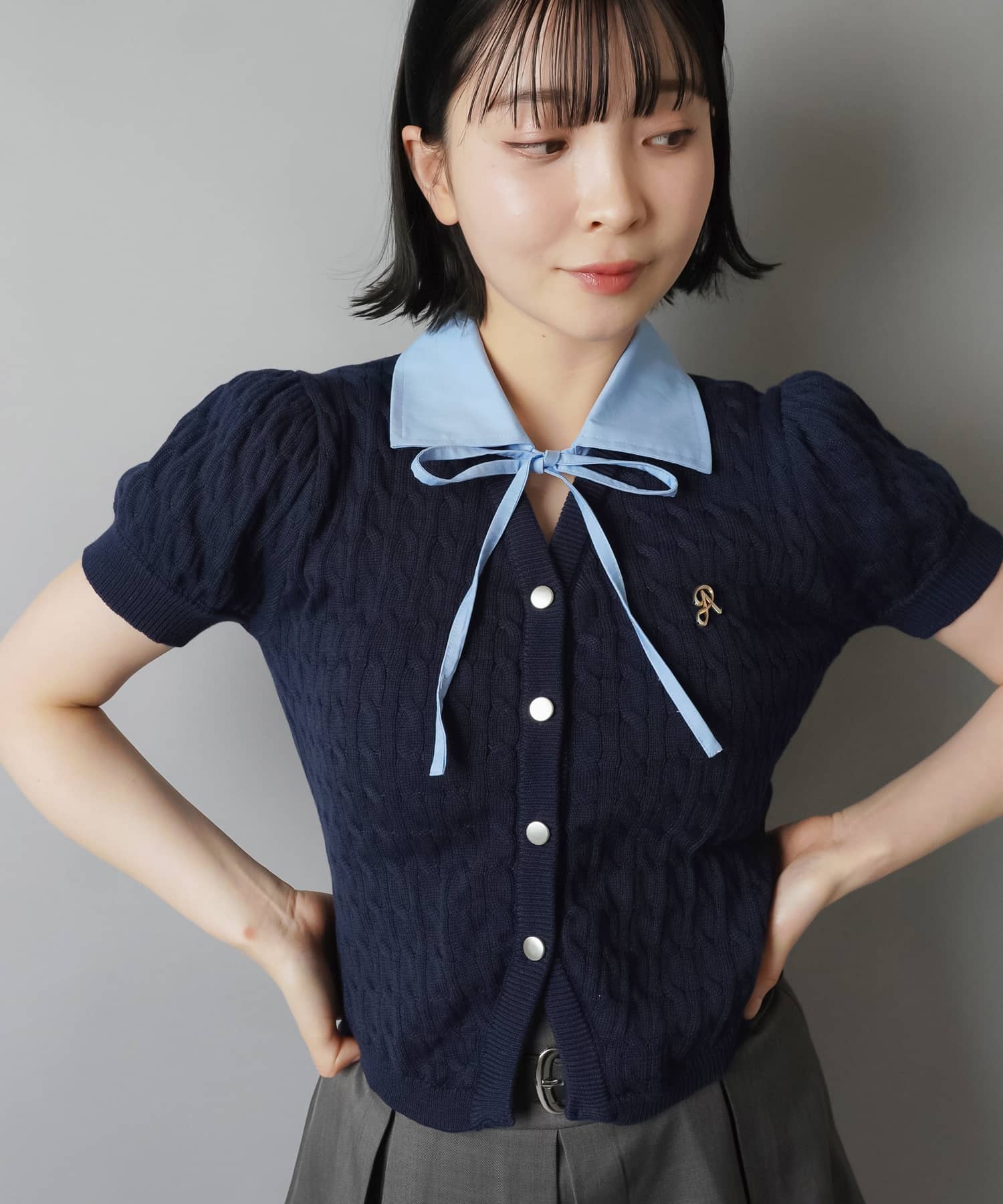 26%OFF】半袖襟付きニット/フロントリボン | SPINNS WEB STORE