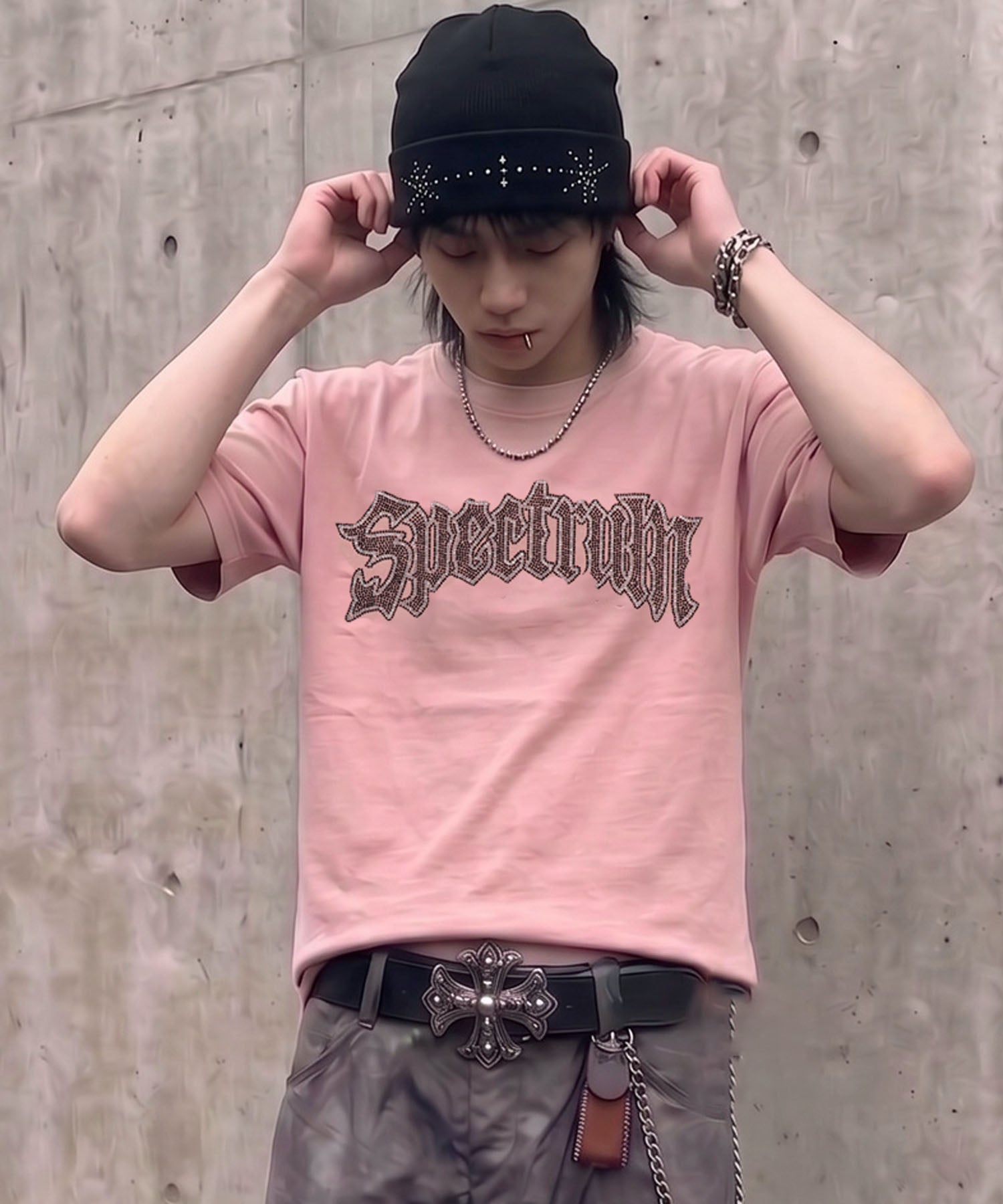 短丈半袖Tシャツ/ラインストーンロゴ | SPINNS WEB STORE | SPINNS