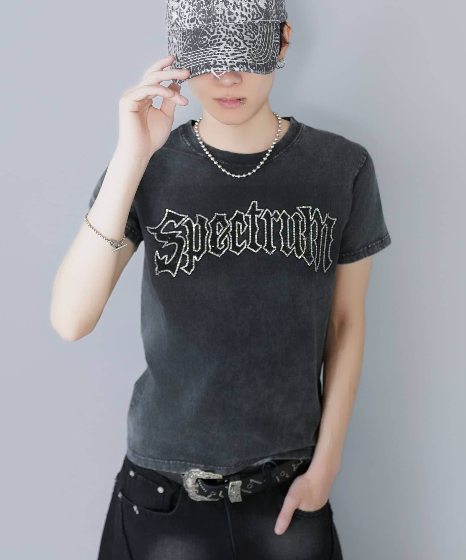 短丈半袖Tシャツ/ラインストーンロゴ | SPINNS WEB STORE | SPINNS