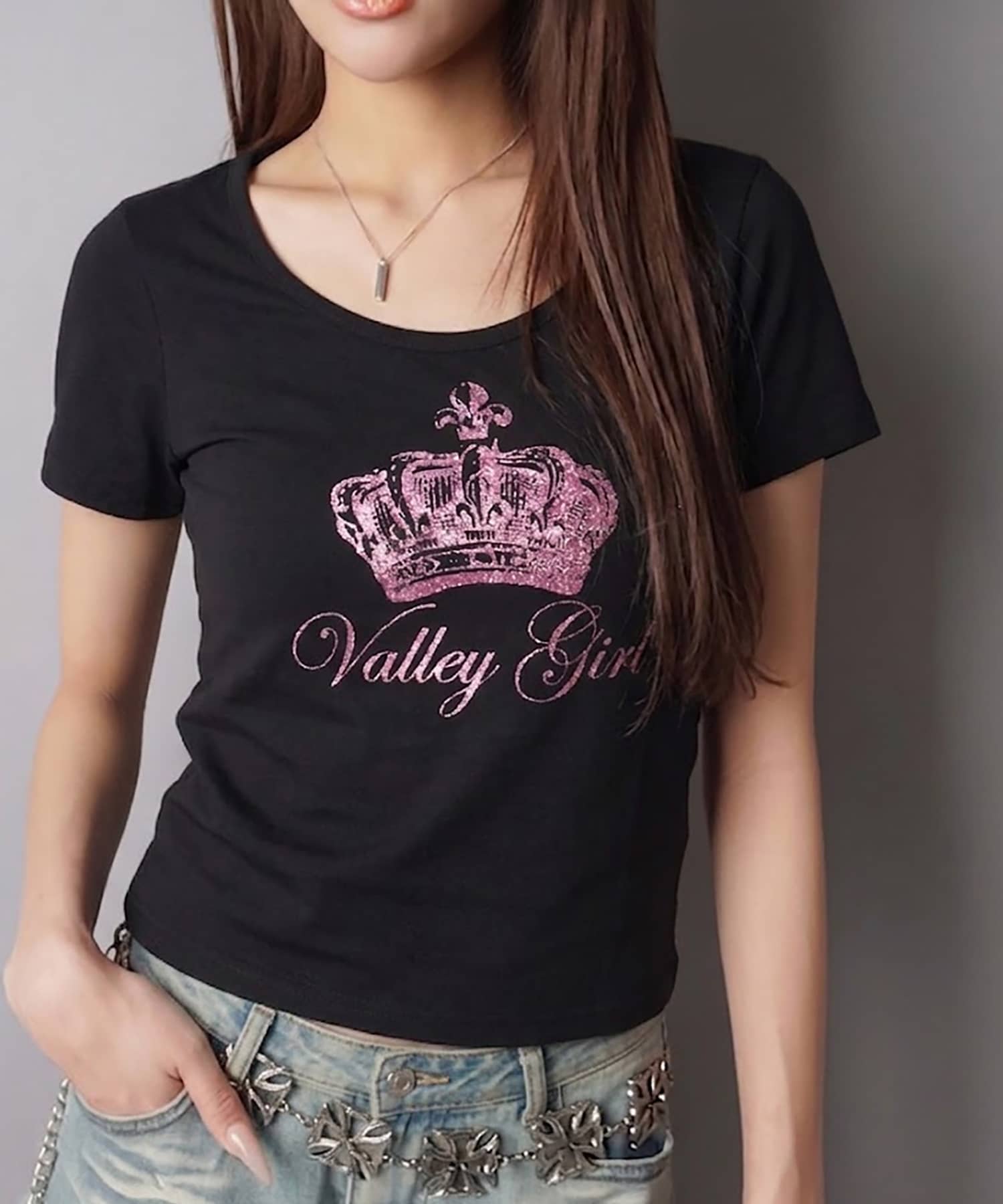 sixh. パイソン スカル ラメ コーティング カットソー 平成 半袖Tシャツ/ピンクラメクラウン/#平成ギャル | SPINNS WEB STORE