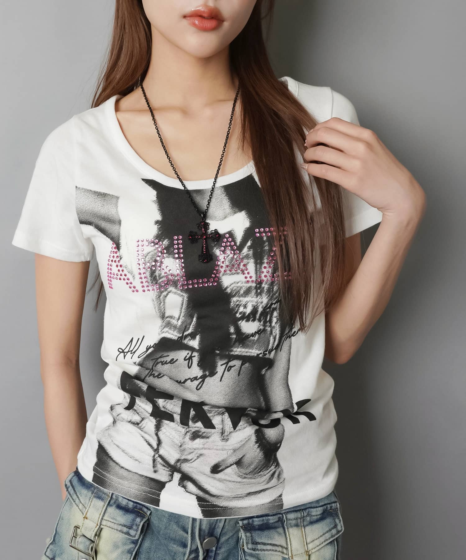 半袖Tシャツ/フォトガール/ストーン/#平成ギャル | SPINNS WEB STORE