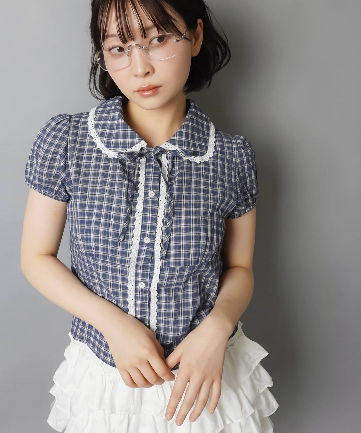 丸襟半袖ブラウス/レースリボン | SPINNS WEB STORE | SPINNS