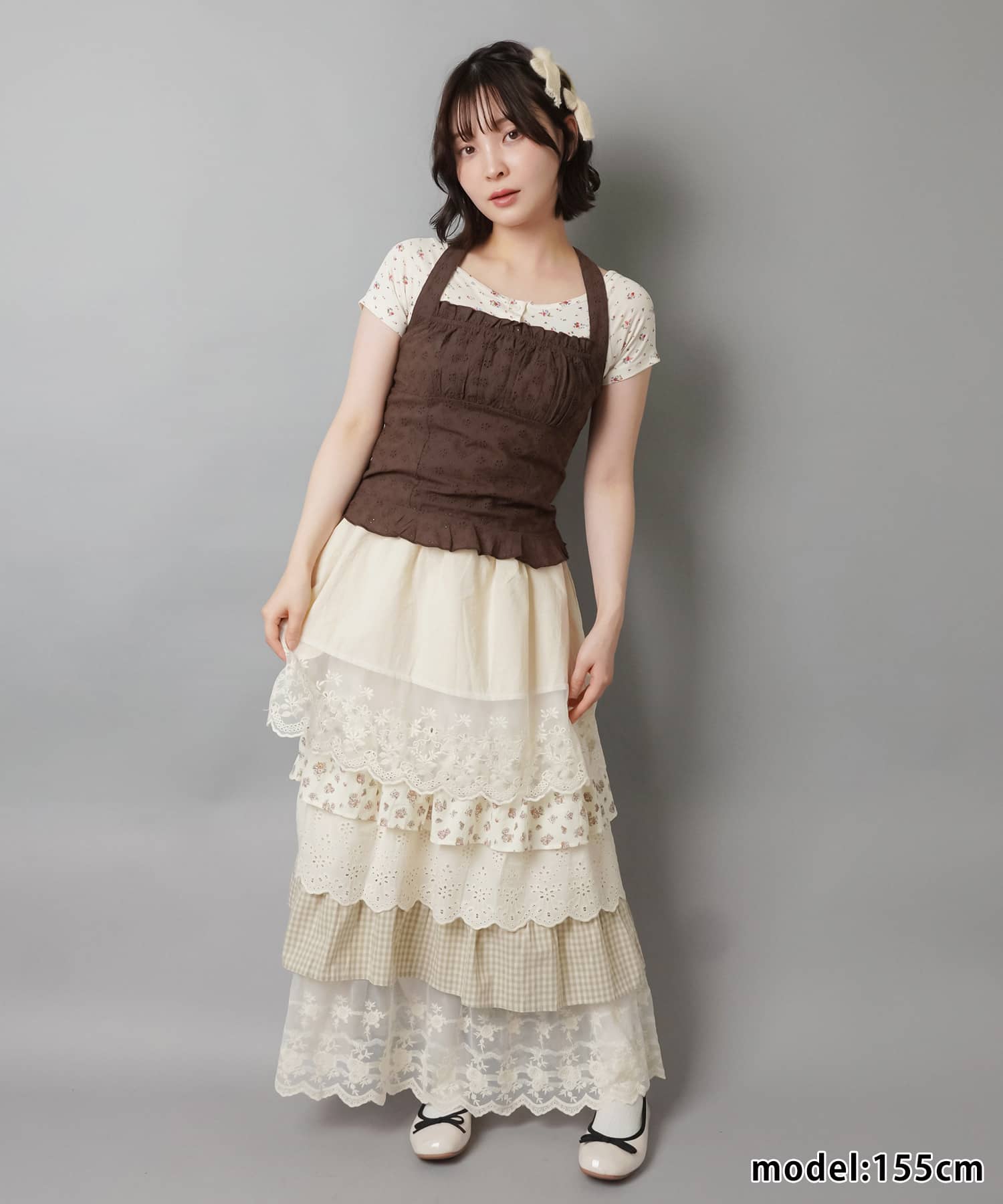 新品　フローラルプリント ティアードロングスカート ティアードロングスカート/チェックフラワー/#NEO森ガール | SPINNS