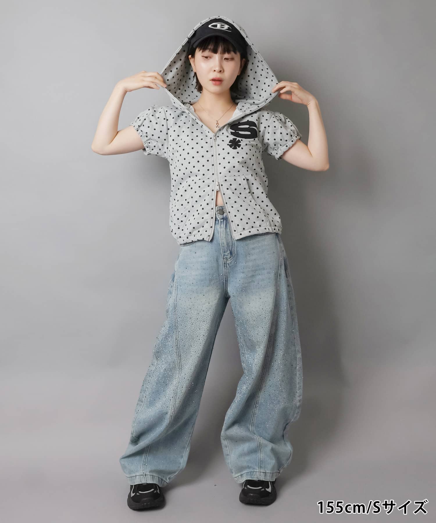 ラインストーンデニムバルーンパンツ/2サイズ展開/#バディガール