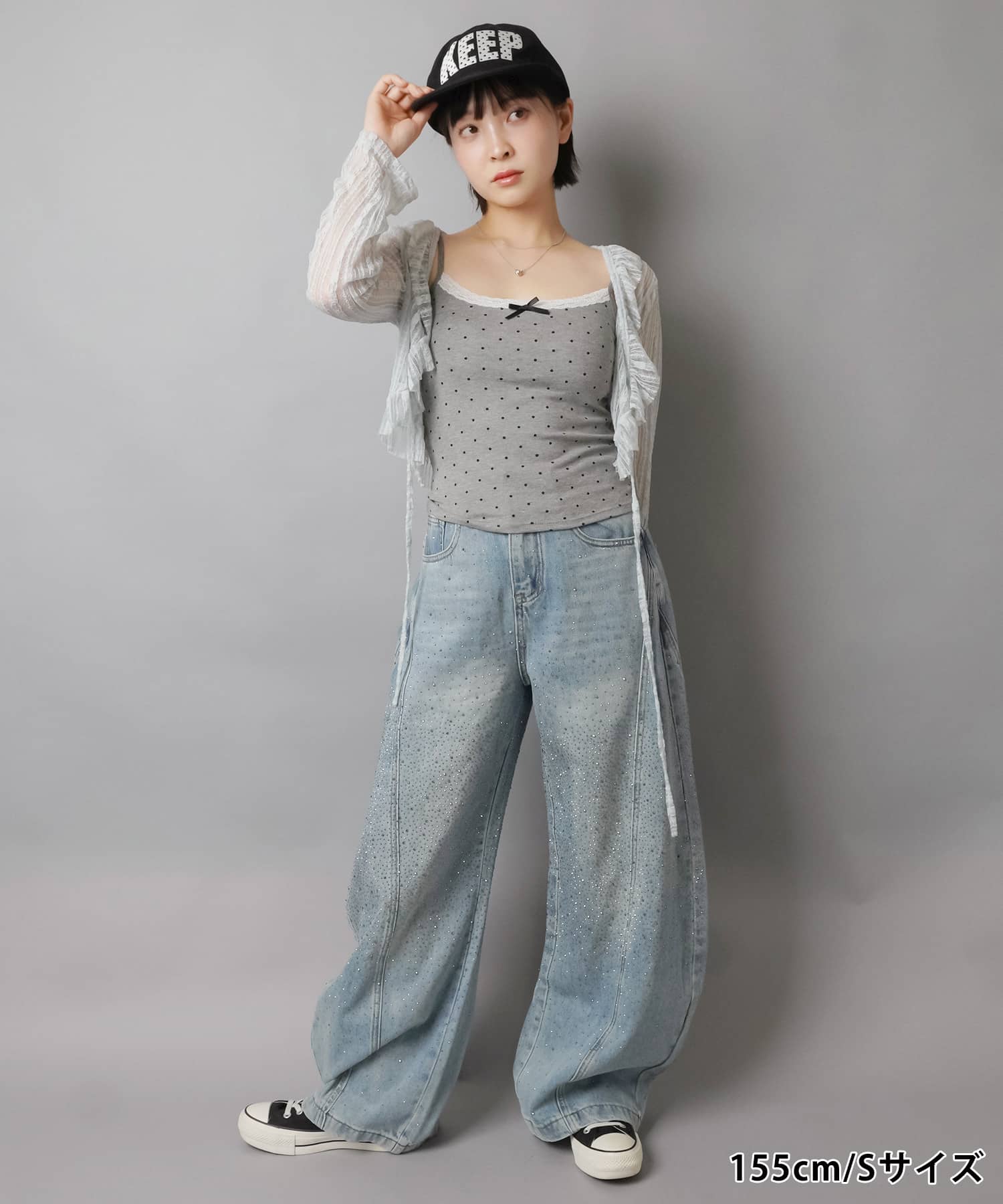 ラインストーンデニムバルーンパンツ/2サイズ展開/#バディガール