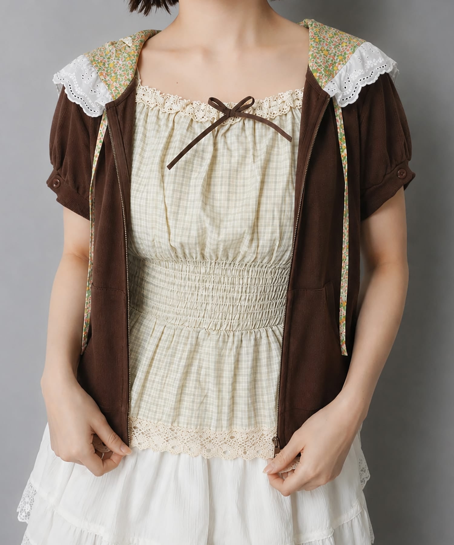 ワッフル半袖パーカー/フラワー/#NEO森ガール | SPINNS WEB STORE