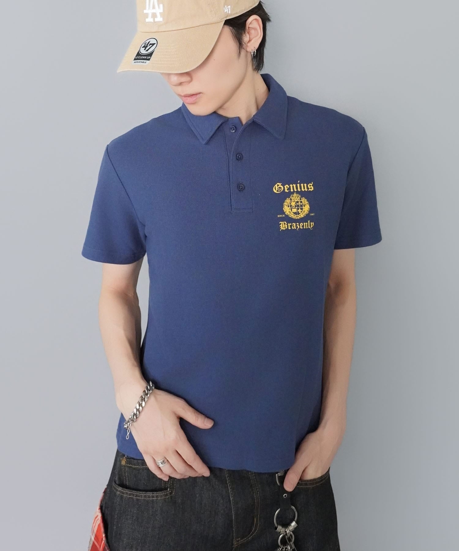 短丈半袖ポロシャツ/クロップド丈/エンブレムロゴ | SPINNS WEB STORE