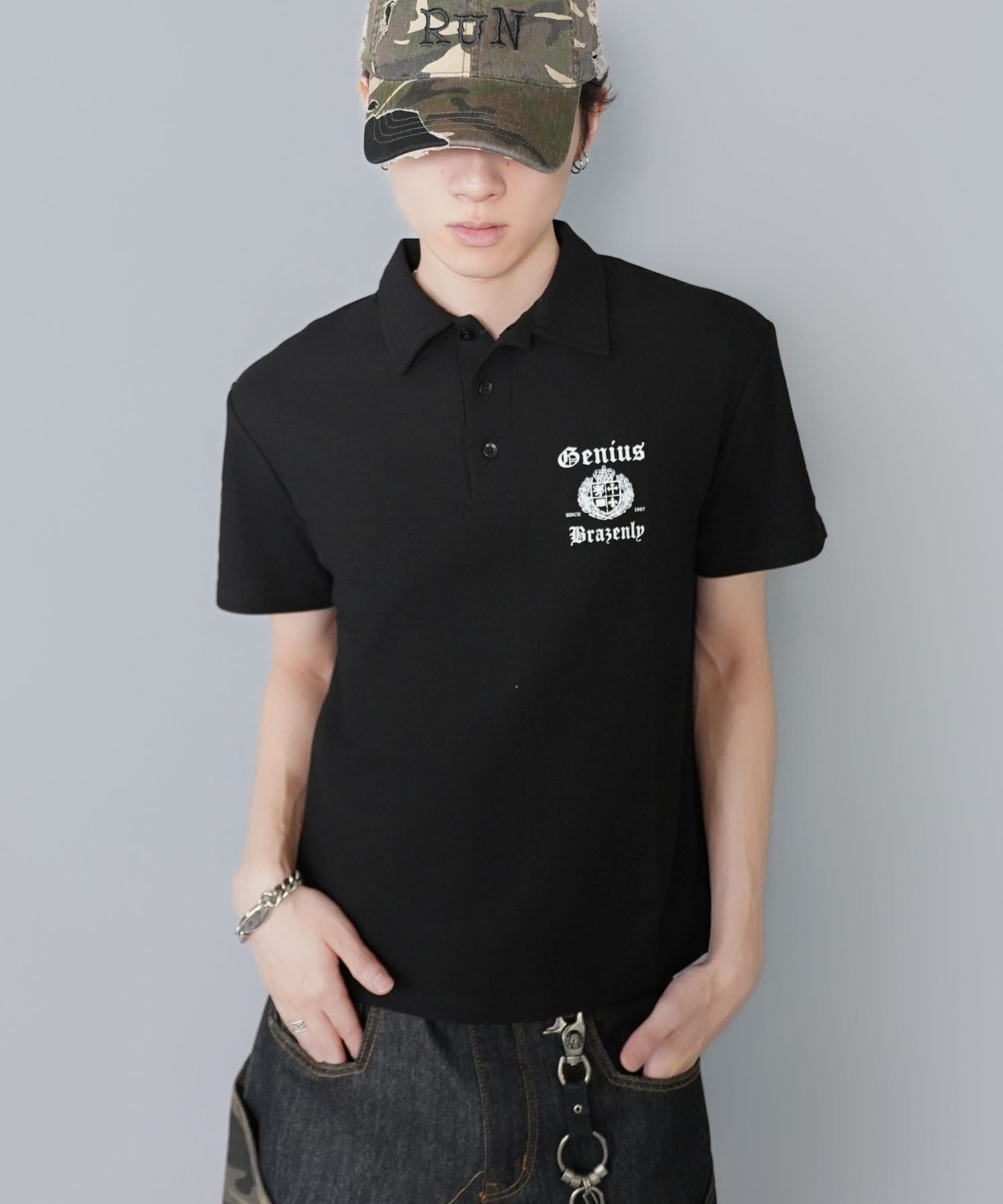 短丈半袖ポロシャツ/クロップド丈/エンブレムロゴ | SPINNS WEB STORE