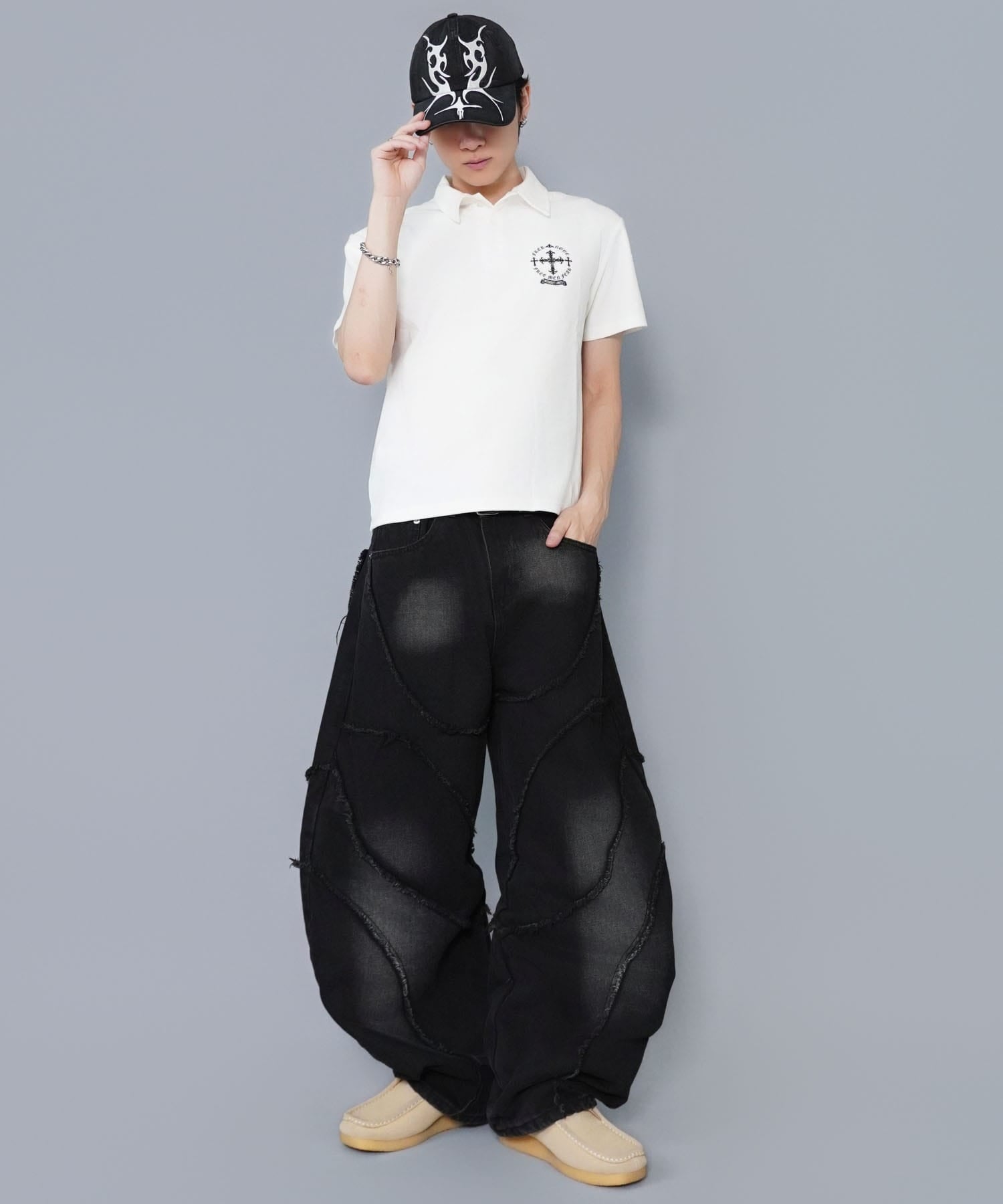 短丈半袖ポロシャツ/クロップド丈/クロスロゴ | SPINNS WEB STORE
