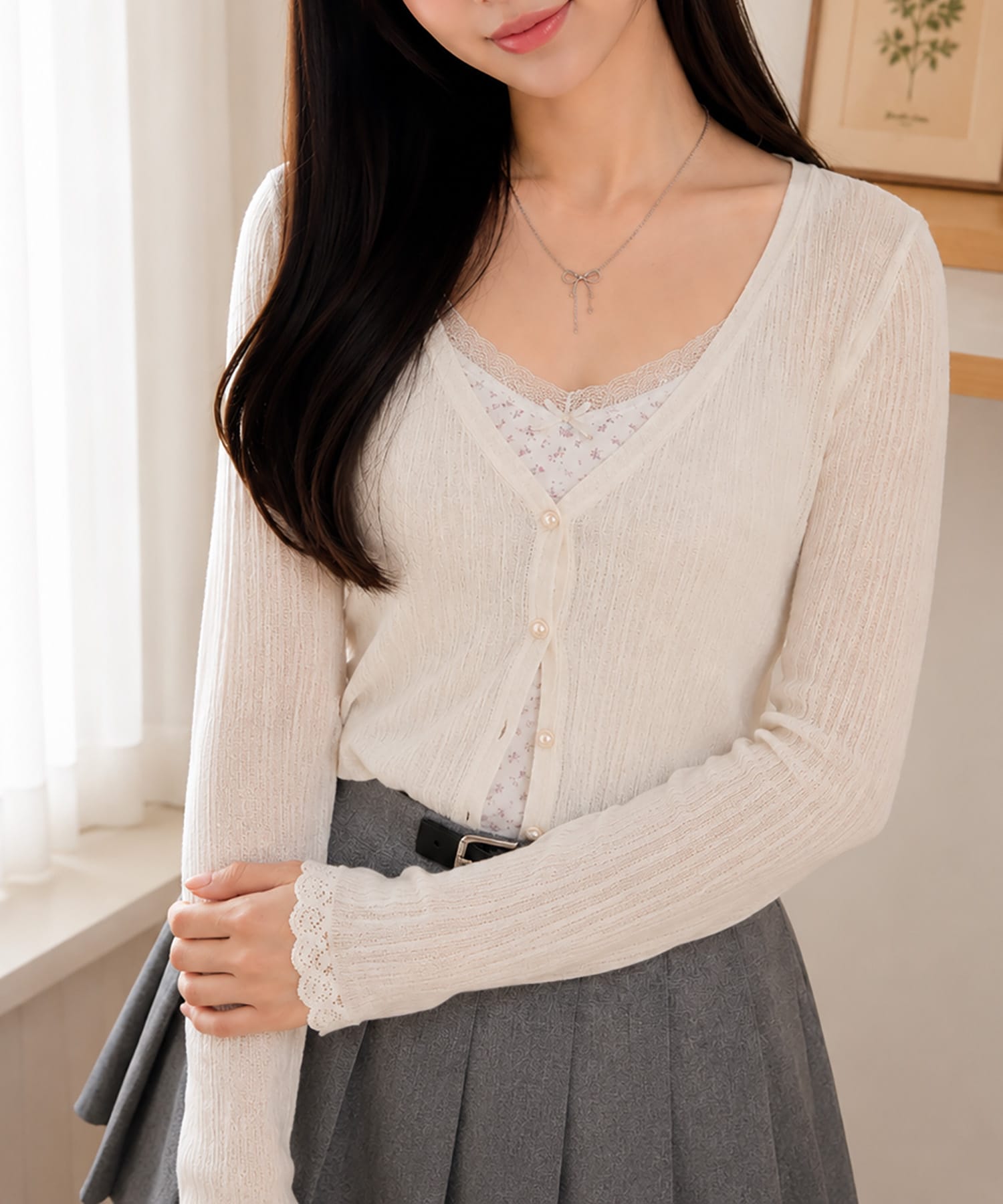 ラメ入りリブカーディガン/#韓国ガーリー | SPINNS WEB STORE | SPINNS