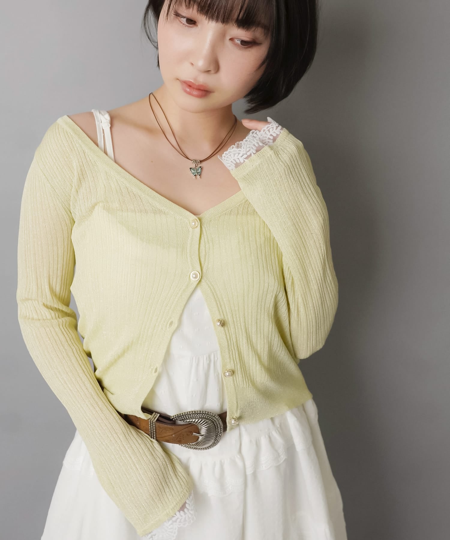 ラメ入りリブカーディガン/#韓国ガーリー | SPINNS WEB STORE | SPINNS