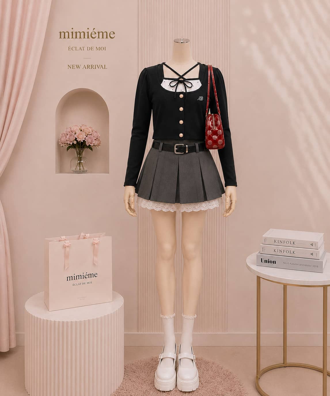 ≪mimiéme/ミミエム≫ドットキャミソール+カーディガンセット