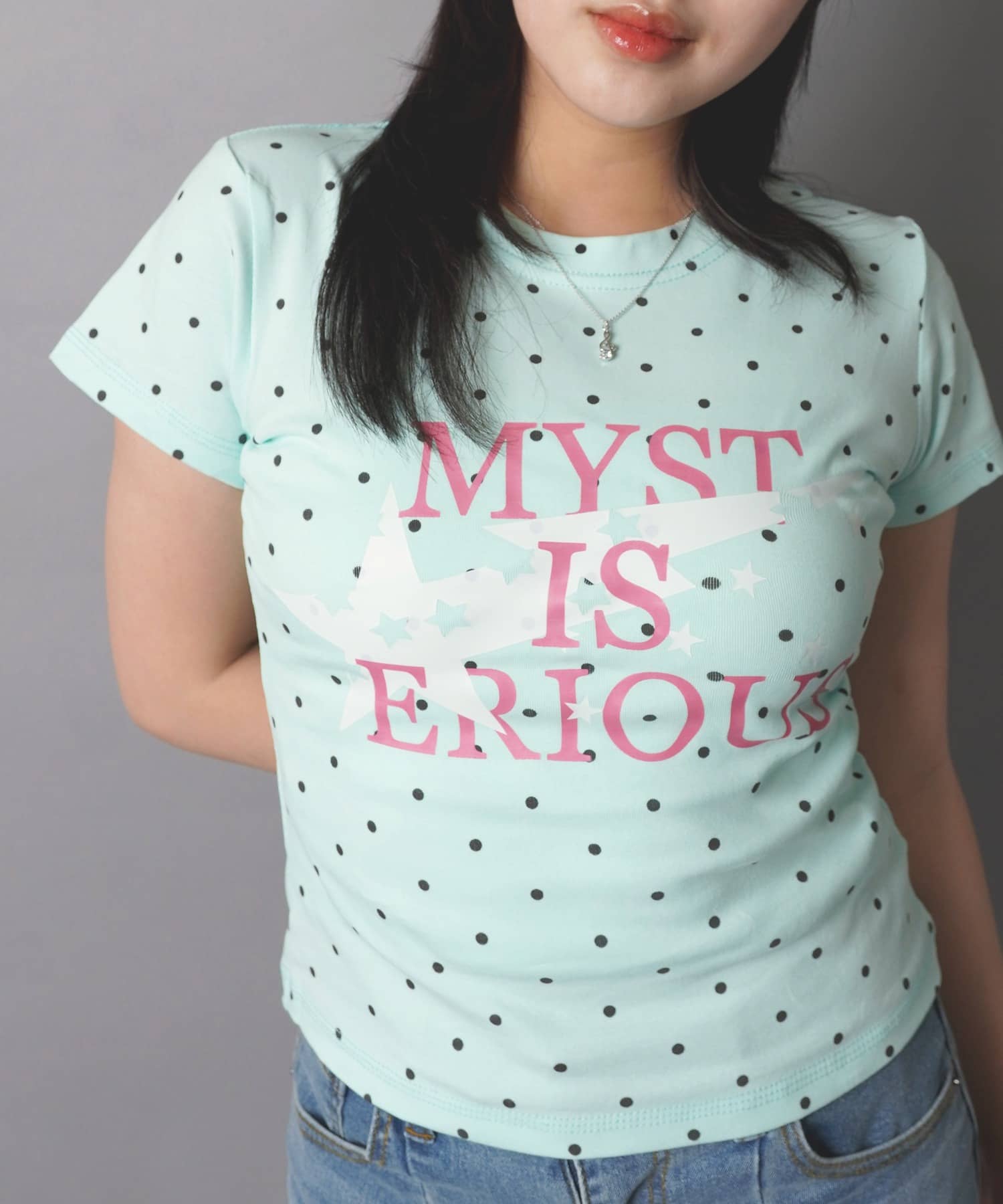 Vネック半袖Tシャツ/ドットロゴ/#ストリート女子 | SPINNS WEB STORE