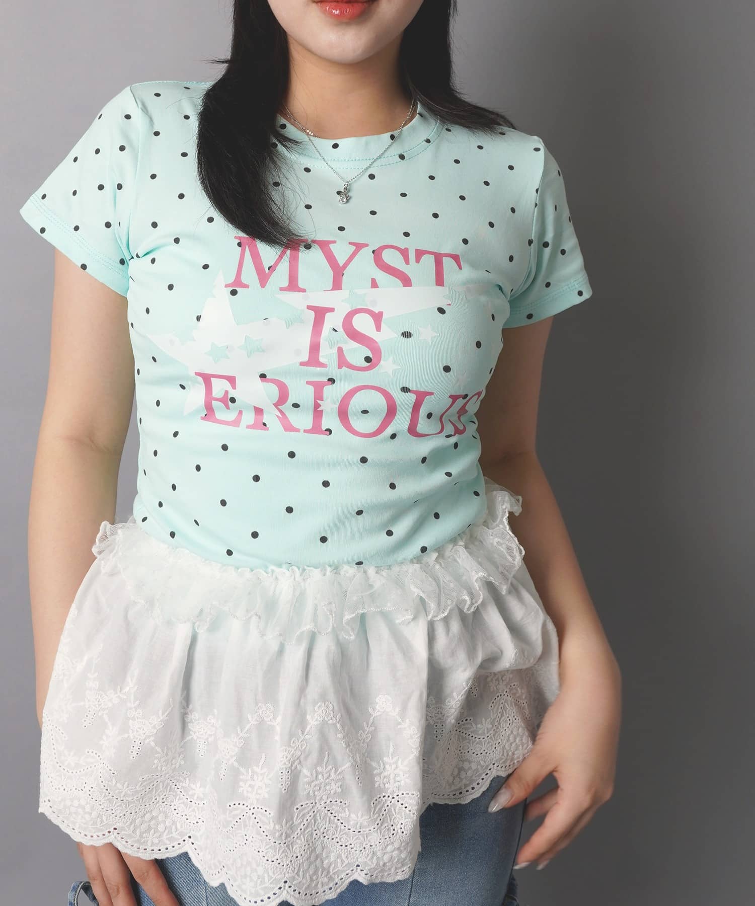 Vネック半袖Tシャツ/ドットロゴ/#ストリート女子 | SPINNS WEB STORE