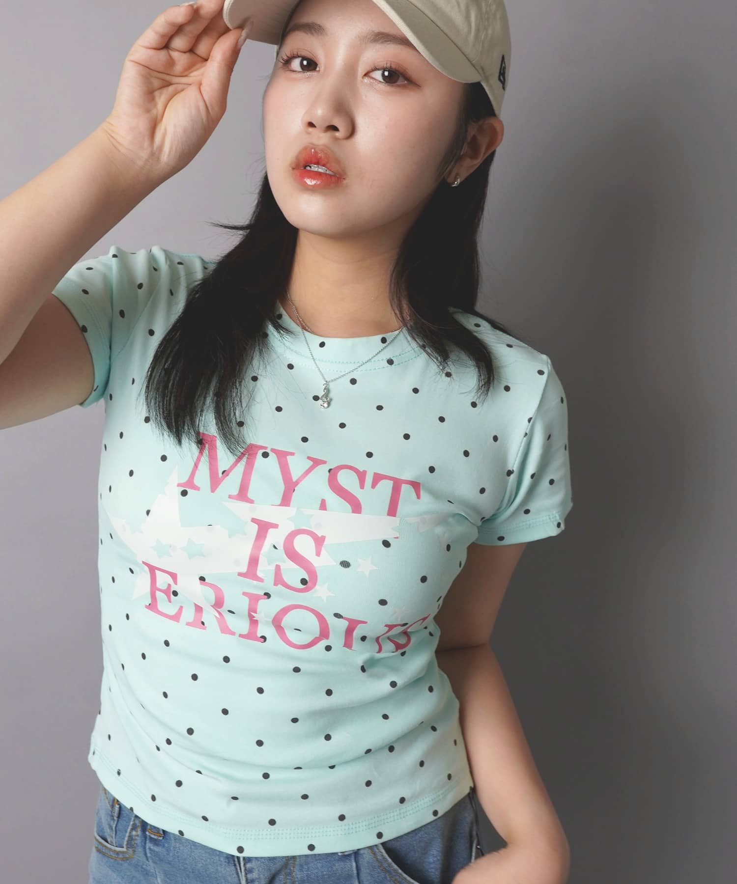 Vネック半袖Tシャツ/ドットロゴ/#ストリート女子 | SPINNS WEB STORE