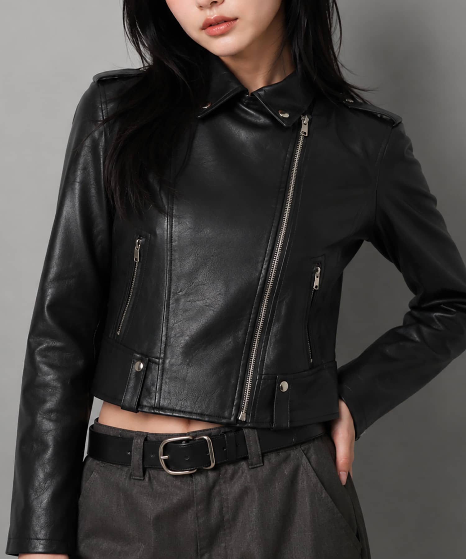STEWART 極上 本革 肉厚 イタリア製 ショート丈 シングルライダース ショート丈ライダースジャケット/#ストリート女子 | SPINNS WEB STORE