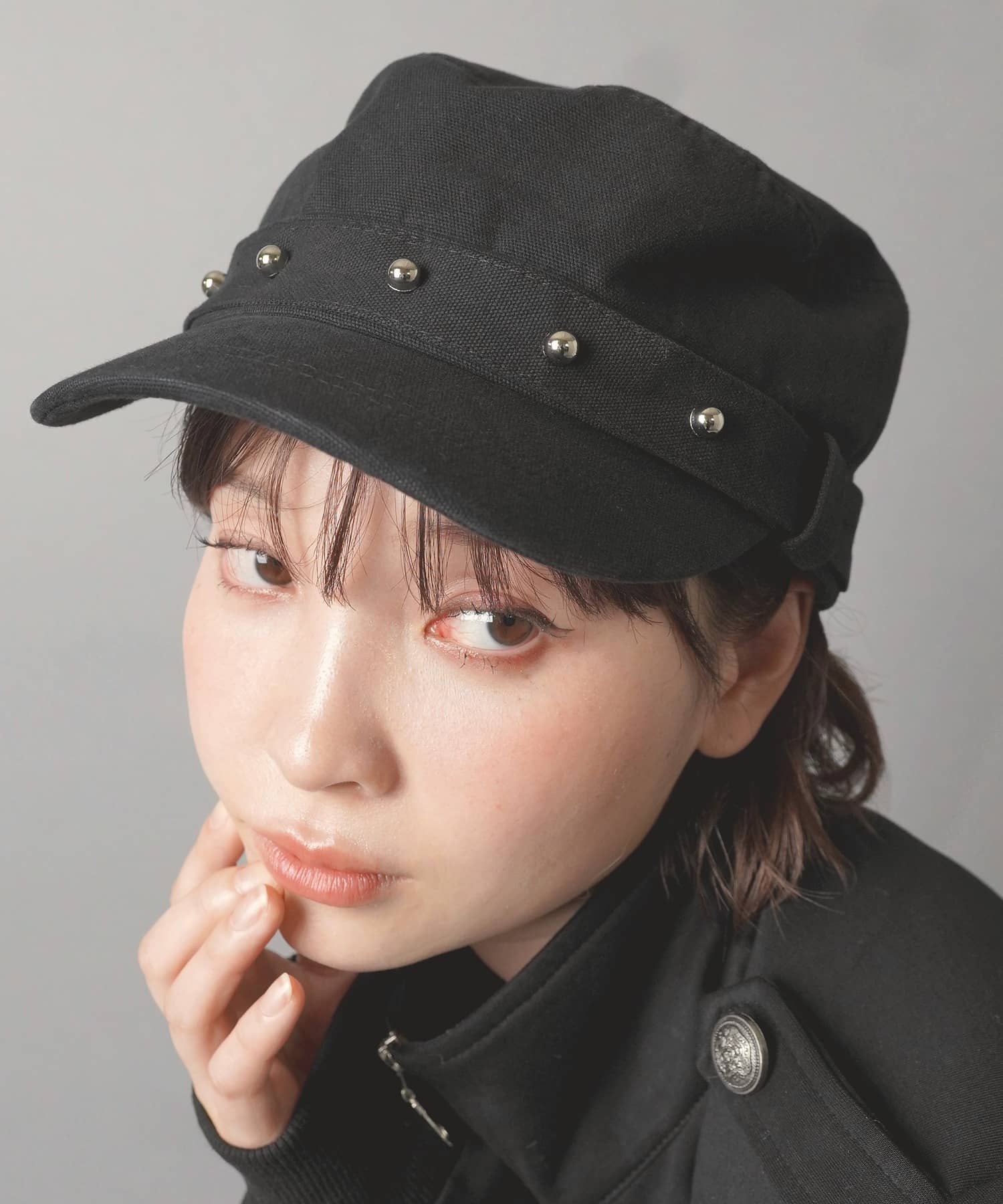 JACKSUN’Sキャンバス スタッズ付きキャスケット ホワイト/ブラック キャンバス地キャスケット/スタッズ | SPINNS WEB STORE | SPINNS