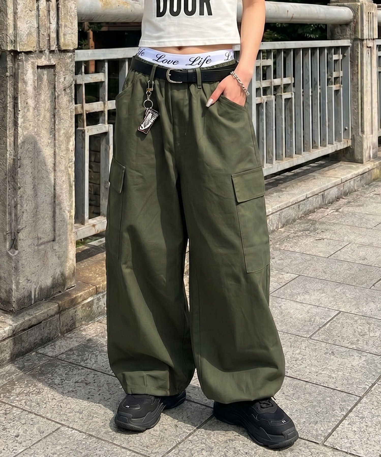 29%OFF】カラースノーカーゴパンツ/ボリュームワイドシルエット/ユニ